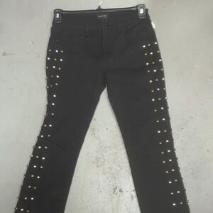 DRIFTWOOD Black Skinny Jeans with Gold and Silver Accents